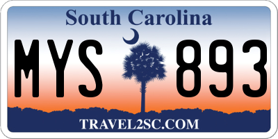 SC license plate MYS893