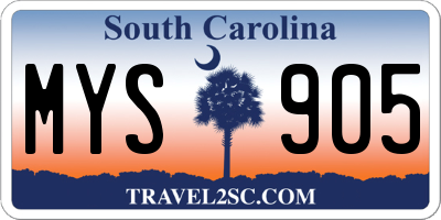 SC license plate MYS905