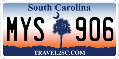 SC license plate MYS906