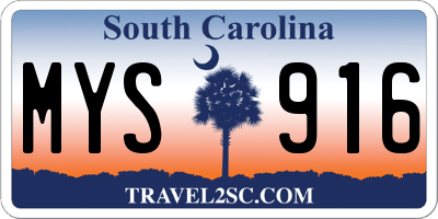 SC license plate MYS916