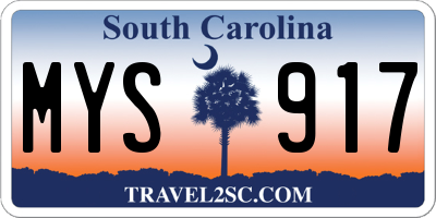 SC license plate MYS917