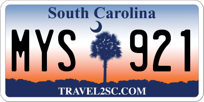 SC license plate MYS921