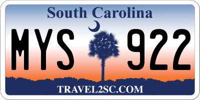 SC license plate MYS922