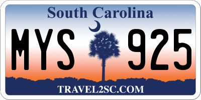 SC license plate MYS925