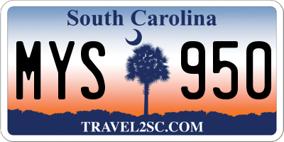 SC license plate MYS950