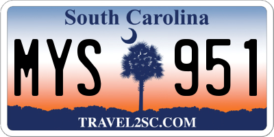 SC license plate MYS951