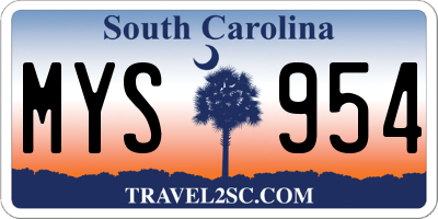 SC license plate MYS954