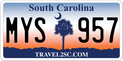 SC license plate MYS957