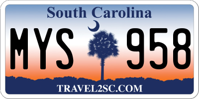 SC license plate MYS958