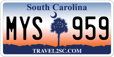 SC license plate MYS959