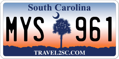 SC license plate MYS961