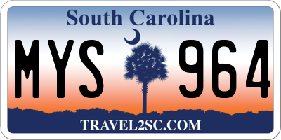SC license plate MYS964