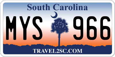SC license plate MYS966