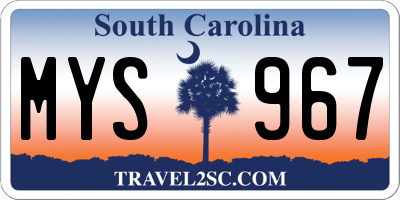 SC license plate MYS967