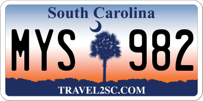 SC license plate MYS982