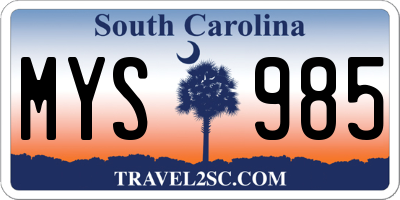 SC license plate MYS985