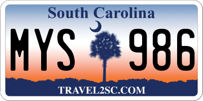 SC license plate MYS986
