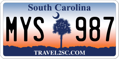 SC license plate MYS987
