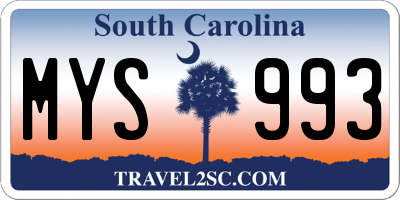 SC license plate MYS993