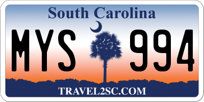 SC license plate MYS994