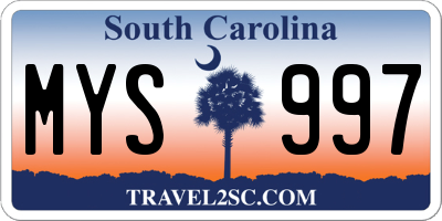 SC license plate MYS997