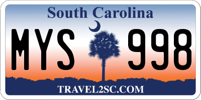 SC license plate MYS998