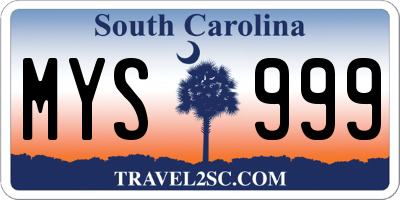 SC license plate MYS999