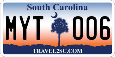 SC license plate MYT006