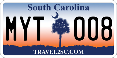 SC license plate MYT008