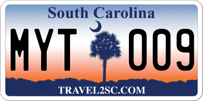SC license plate MYT009