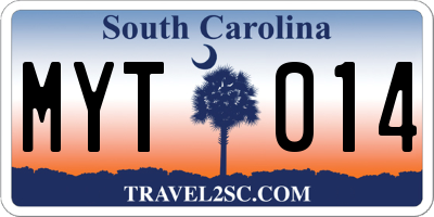 SC license plate MYT014