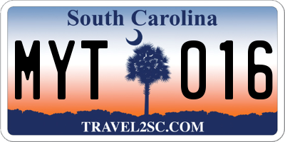 SC license plate MYT016