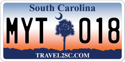 SC license plate MYT018
