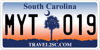 SC license plate MYT019