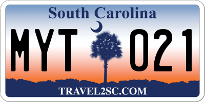 SC license plate MYT021