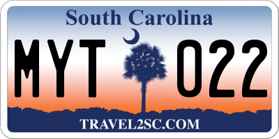 SC license plate MYT022