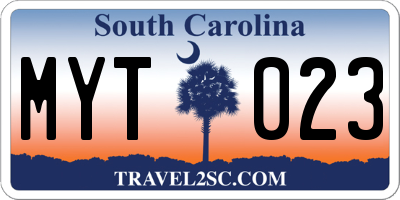 SC license plate MYT023