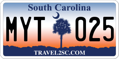 SC license plate MYT025