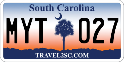 SC license plate MYT027