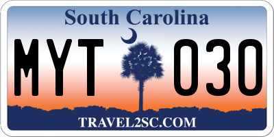 SC license plate MYT030