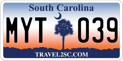 SC license plate MYT039
