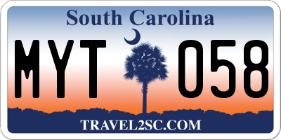 SC license plate MYT058