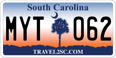 SC license plate MYT062