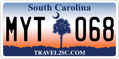 SC license plate MYT068