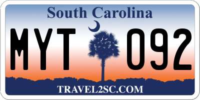 SC license plate MYT092