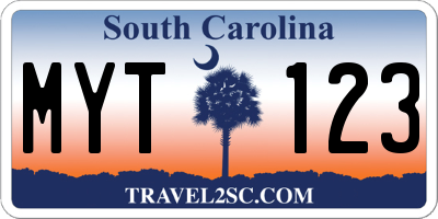 SC license plate MYT123