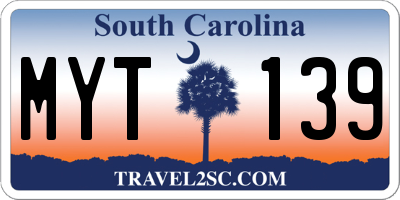 SC license plate MYT139