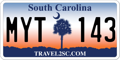 SC license plate MYT143