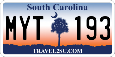 SC license plate MYT193