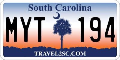 SC license plate MYT194